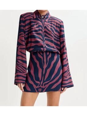 Essentiel Antwerp Isniper Shirt Mini Dress in Fudge Frappe Combo 32 US 0